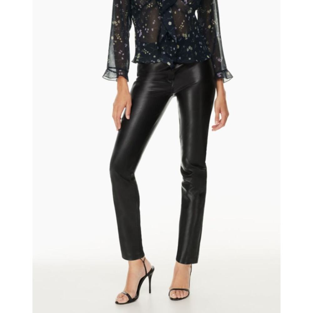 Aritzia Wilfred Solid Black Stretch Vegan Leather The Melina Pant Size 6 Medium